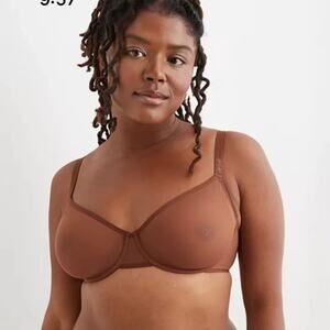 Aerie Smoothez Brown Mesh Underwire Balconette Bra NWT‎ Size 34B